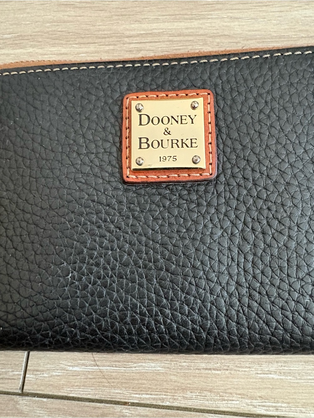 Dooney & Bourke Black Leather Zip Card Holder with Tan Trim - Picture 6 of 6